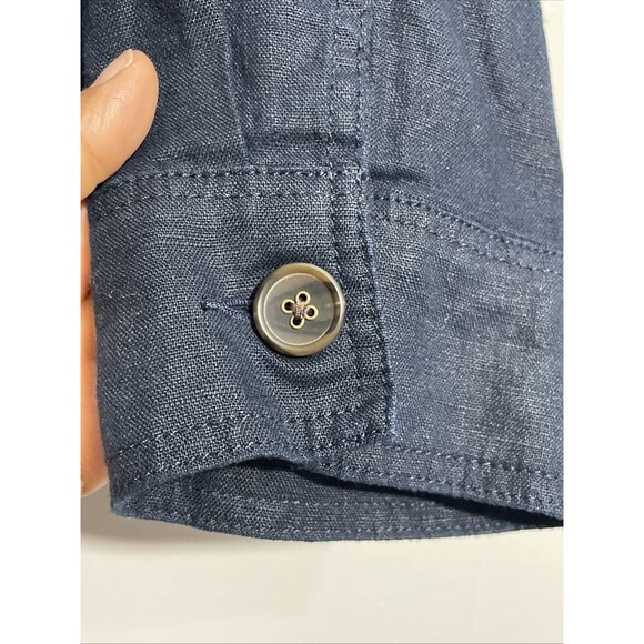 Talbots Plus Petite 1X  Blue Linen Jacket Lightweight Workwear Coastal - Picture 3 of 15